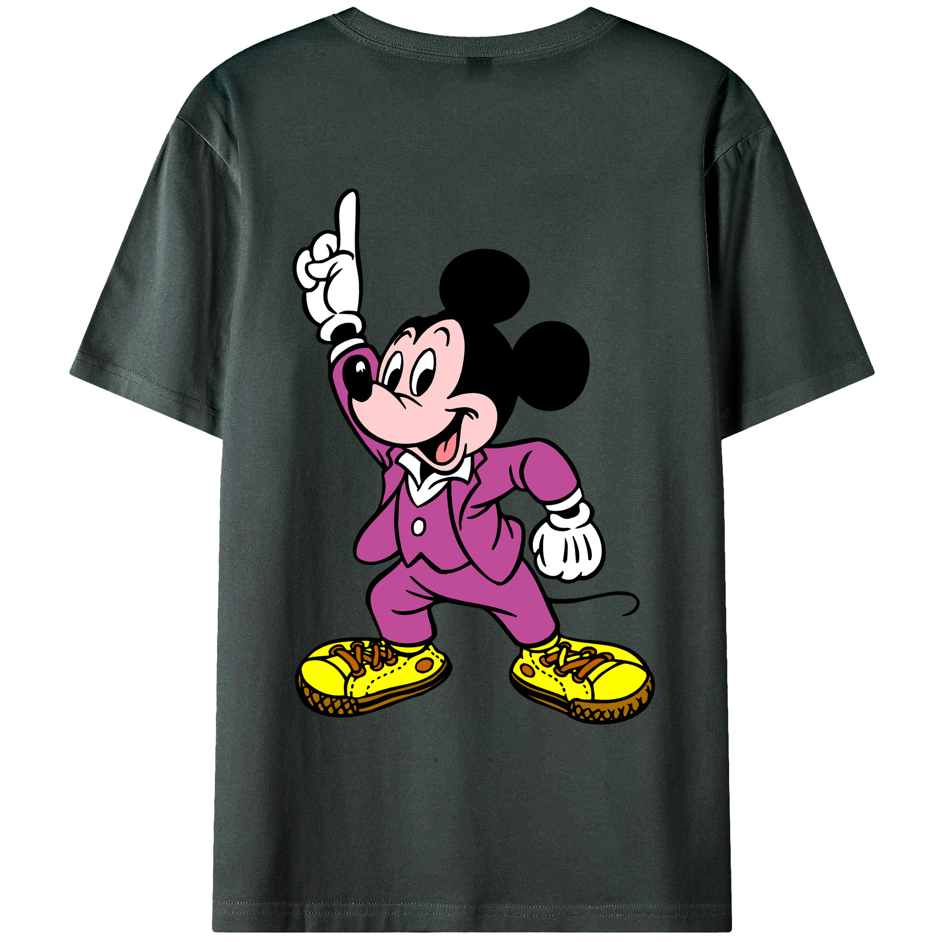 （画像用） ミッキーマウス Mickey Mouse 綿100％ メンズ半袖Tシャツ（バックプリント） 通気性